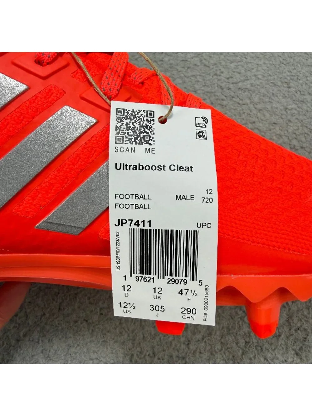 Adidas UltraBoost Cleats Mens 12.5 Shoes Solar Red Football Ultra Boost Sneakers